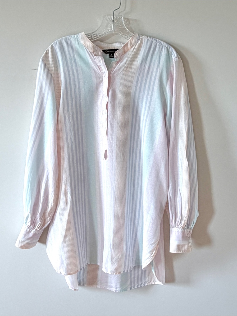 Brooks Brothers Pastel Striped Linen Blend Shirt Blouse